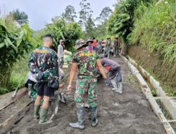 Semangat Tak Padam, Warga dan Satgas TMMD Magelang Tetap Ngecor di Bulan Puasa