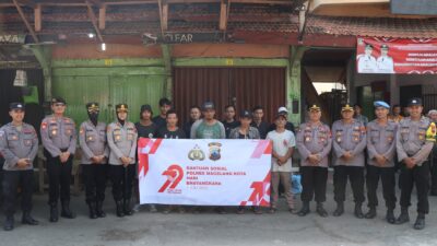 Polres Magelang Kota Salurkan 100 Bansos, HUT Bhayangkara ke-79